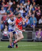 13 July 2017; Jack O'Connor of Cork is taken down by Waterford's Darragh Lyons, for a last minute penalty, during the Bord Gais Energy Munster GAA Hurling Under 21 Championship Semi-Final match between Waterford and Cork at Walsh Park in Waterford. Photo by Ray McManus/Sportsfile