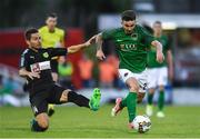 13 July 2017; Sean Maguire of Cork City in action against Vladimir Boljevic of AEK Larnaca  during the UEFA Europa League Second Qualifying Round First Leg match between Cork City and AEK Larnaca at Turner's Cross in Cork. Photo by Eóin Noonan/Sportsfile
