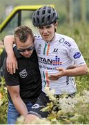 14 July 2017; Neil Curley of NRPT Titan Containers after being involved in a crash during Stage 4 of the Scott Junior Tour 2017 at the Wild Atlantic Way, Co Clare. Photo by Stephen McMahon/Sportsfile