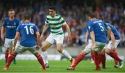 14 July 2017; Tom Rogic of Celtic in action against Matthew Clarke of Linfield during the UEFA Champions League Second Qualifying Round First Leg match between Linfield and Glasgow Celtic at the National Football Stadium in Windsor Park, Belfast. Photo by David Fitzgerald/Sportsfile