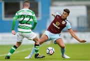 14 July 2017; Matt Lawton of Burnley in action against James Doona of Shamrock Rovers XI during the Friendly match between Shamrock Rovers XI and Burnley at Tallaght Stadium in Tallaght, Co Dublin. Photo by Piaras Ó Mídheach/Sportsfile