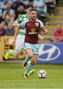 14 July 2017; Robbie Brady of Burnley gets past Cian Collins of Shamrock Rovers XI during the Friendly match between Shamrock Rovers XI and Burnley at Tallaght Stadium in Tallaght, Co Dublin. Photo by Piaras Ó Mídheach/Sportsfile