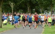 15 July 2017; parkrun Ireland in partnership with Vhi, added their 65th event on Saturday, July 15th, with the introduction of the Fairview parkrun. parkruns take place over a 5km course weekly, are free to enter and are open to all ages and abilities, providing a fun and safe environment to enjoy exercise. To register for a parkrun near you visit www.parkrun.ie. New registrants should select their chosen event as their home location. You will then receive a personal barcode which acts as your free entry to any parkrun event worldwide. Pictured are competitors at the start of the race. Photo by Piaras Ó Mídheach/Sportsfile