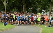 15 July 2017; parkrun Ireland in partnership with Vhi, added their 65th event on Saturday, July 15th, with the introduction of the Fairview parkrun. parkruns take place over a 5km course weekly, are free to enter and are open to all ages and abilities, providing a fun and safe environment to enjoy exercise. To register for a parkrun near you visit www.parkrun.ie. New registrants should select their chosen event as their home location. You will then receive a personal barcode which acts as your free entry to any parkrun event worldwide. Pictured are competitors at the start of the race. Photo by Piaras Ó Mídheach/Sportsfile