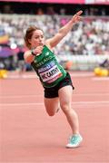 15 July 2017; Niamh McCarthy of Ireland in action during the Women's Discus Throw F41 during the 2017 Para Athletics World Championships at the Olympic Stadium in London. Photo by Luc Percival/Sportsfile