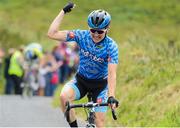 15 July 2017; Lane Maher of Hot Tubes after winning Stage 5 of the Scott Junior Tour 2017 at Gallows Hill, Co Clare. Photo by Stephen McMahon/Sportsfile