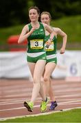 15 July 2017; Sarah Glennon of St Finians College, left, eventual winner, and Maria Flynn of St Mary's College, Naas, who finished in second, both representing Ireland during the Girls 3km Walk event during the SIAB T&F Championships at Morton Stadium in Santry, Co. Dublin. Photo by Piaras Ó Mídheach/Sportsfile