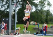 15 July 2017; Eloise Harvey of The Leigh Academy, Kent, representing England, who claimed second place, during the Girls Triple Jump event during the SIAB T&F Championships at Morton Stadium in Santry, Co. Dublin. Photo by Piaras Ó Mídheach/Sportsfile