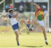 15 July 2017; Darren Hughes of Monaghan in action against Darragh Foley of Carlow during the GAA Football All-Ireland Senior Championship Round 3B match between Carlow and Monaghan at Netwatch Cullen Park in Carlow. Photo by David Maher/Sportsfile