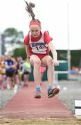 15 July 2017; Camille Madden of Greystones & District A.C., Co. Wicklow, competing in the U12 Girl's Long Jump event during the AAI Juvenile B Championships & Juvenile Relays in Tullamore, Co Offaly. Photo by Barry Cregg/Sportsfile