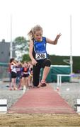 15 July 2017; Isibeal Fitzpatrick of St. Peter's A.C., Co. Armagh, competing in the U12 Girl's Long Jump event during the AAI Juvenile B Championships & Juvenile Relays in Tullamore, Co Offaly. Photo by Barry Cregg/Sportsfile