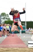 15 July 2017; Ciara Cunningham of Dundalk St. Gerards A.C., Co. Louth, competing in the U12 Girl's Long Jump event during the AAI Juvenile B Championships & Juvenile Relays in Tullamore, Co Offaly. Photo by Barry Cregg/Sportsfile
