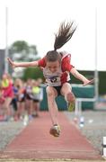 15 July 2017; Tara Casey of Greystones & District A.C., Co. Wicklow, competing in the U12 Girl's Long Jump event during the AAI Juvenile B Championships & Juvenile Relays in Tullamore, Co Offaly. Photo by Barry Cregg/Sportsfile