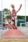 15 July 2017; Holly O'Donnell of  Trim A.C., Co.Meath, competing in the U12 Girl's Long Jump event during the AAI Juvenile B Championships & Juvenile Relays in Tullamore, Co Offaly. Photo by Barry Cregg/Sportsfile