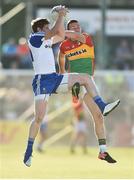 15 July 2017; Darren Hughes of Monaghan in action against Darragh Foley of Carlow during the GAA Football All-Ireland Senior Championship Round 3B match between Carlow and Monaghan at Netwatch Cullen Park in Carlow. Photo by David Maher/Sportsfile