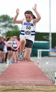 15 July 2017; Michaela Turley of Celbridge A.C., Co. Kildare, competing in the U12 Girl's Long Jump event during the AAI Juvenile B Championships & Juvenile Relays in Tullamore, Co Offaly. Photo by Barry Cregg/Sportsfile