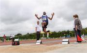 15 July 2017; Praise Wenegieme of Belgooly A.C., Co. Cork competing in the U13 Boy's Long Jump event during the AAI Juvenile B Championships & Juvenile Relays in Tullamore, Co Offaly. Photo by Barry Cregg/Sportsfile