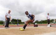 15 July 2017; Praise Wenegieme of Belgooly A.C., Co. Cork competing in the U13 Boy's Long Jump event during the AAI Juvenile B Championships & Juvenile Relays in Tullamore, Co Offaly. Photo by Barry Cregg/Sportsfile
