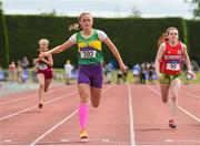 15 July 2017; Niamh Conlon of Kilmihill A.C., Co. Clare competing in the U16 Women's 100m event during the AAI Juvenile B Championships & Juvenile Relays in Tullamore, Co Offaly. Photo by Barry Cregg/Sportsfile