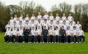 16 March 2012; The Clongowes Wood College squad. Back row, from left, Niall Ratigan, Alan Jeffares, Sean Mulholland, Dan O'Byrne, Robert Daly, Robbie Collins, Jack McDermott, Jay Dilger, Sebastian Fromm and Stephen McVeigh. 2nd row from back, from left, John Wallace, Kevin Cowhey, Stephen Keelan, Jack Paul, Gavin Lewis, Danny O'Sullivan, Dylan Donnellan, Cian O'Donoghue, Jonathan Inglis, Garvin McFerry and Conor McQuaid. 2nd row from front, from left, Rory Muckian, James Lyons, Ian Tyrrell, Matthew White, Robert Fallon, Tendai O'Connor, Oscar Hassett, Ian Brady, Phillip Maher, Jack kennedy, Alex Dudeney and David Garty. Front row, from left, James Sullivan, Ciaran O'Hanrahan, Max McFarland, coach Patrick Kenny, Conor Mahony, captain Edward Byrne, coach Noel McNamara, vice-captain Peadar Timmons, Cillian Burke, coach Brett Igoe, Brian Byrne, Ben Osbourne and Mark Nicholson. Powerade Leinster Schools Senior Cup Final Preview, Clongowes Wood College, Clane, Co. Kildare. Photo by Sportsfile