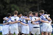 14 March 2012; The St. Andrew’s College team huddle before the game. Fr. Godfrey Cup Final, St. Gerard’s School v St. Andrew’s College, Templeville Road, Dublin. Picture credit: Brian Lawless / SPORTSFILE
