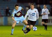 16 March 2012; Alan McNally, Drogheda United, in action against Michael Rafter, Dundalk. Airtricity League Premier Division, Drogheda United v Dundalk, Hunky Dory Park, Drogheda, Co. Louth. Photo by Sportsfile