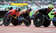 16 July 2017; Patrick Monahan, centre, of Ireland, Suzuki Tomoki, left, of Japan and Hong Sukman, right, of Korea competing in the 1500m during the 2017 Para Athletics World Championships at the Olympic Stadium in London. Photo by Luc Percival/Sportsfile