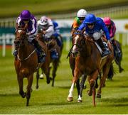 16 July 2017; Dawn Delivers, right, with Kevin Manning up, on their way to winning the Irish Stallion Farms EBF Fillies Maiden during Day 2 of the Darley Irish Oaks Weekend at the Curragh in Kildare. Photo by Cody Glenn/Sportsfile