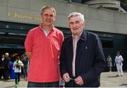 16 July 2017; Former Kildare Footballer Karl O'Dwyer, left, with his father and former Kildare manager Mick O'Dwyer, right, ahead of the Leinster GAA Football Senior Championship Final match between Dublin and Kildare at Croke Park in Dublin. Photo by Seb Daly/Sportsfile