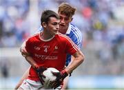 16 July 2017; Dan Corcoran of Louth in action against David Lacey of Dublin during the Electric Ireland Leinster GAA Football Minor Championship Final match between Dublin and Louth at Croke Park in Dublin. Photo by Seb Daly/Sportsfile