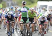 16 July 2017; John Butler of Cycling Ulster after winning Stage 6 of the Scott Junior Tour 2017 in Ennis, Co Clare. Photo by Stephen McMahon/Sportsfile