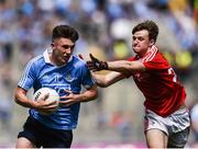 16 July 2017; James Doran of Dublin in action against Nicky Browne of Louth during the Electric Ireland Leinster GAA Football Minor Championship Final match between Dublin and Louth at Croke Park in Dublin. Photo by Seb Daly/Sportsfile