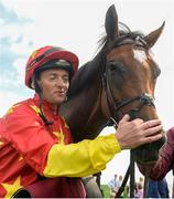 16 July 2017; Seamie Heffernan celebrates with Elizabeth Browning after winning the Kilboy Estate Stakes during Day 2 of the Darley Irish Oaks Weekend at the Curragh in Kildare. Photo by Cody Glenn/Sportsfile