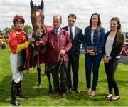 16 July 2017; Jockey Seamie Heffernan, trainer Aidan O'Brien and the winning connections of Elizabeth Browning after winning the Kilboy Estate Stakes during Day 2 of the Darley Irish Oaks Weekend at the Curragh in Kildare. Photo by Cody Glenn/Sportsfile