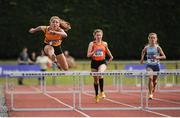 16 July 2017; Emily Wall, Leevale AC, Co.Cork, in action during the Girl's Under 15 250m Hurdles event, during the AAI Juvenile Championships Day 3 in Tullamore, Co Offaly. Photo by Tomás Greally/Sportsfile