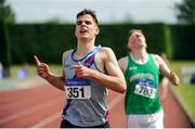 16 July 2017; James Maguire, Dundrum South Dublin AC, celebrates winning the Boy's Under 18 1500m event, during the AAI Juvenile Championships Day 3 in Tullamore, Co Offaly. Photo by Tomás Greally/Sportsfile