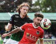 16 July 2017; Sean Maguire of Cork City in action against Hugh Douglas of  Bray Wanderers during the SSE Airtricity League Premier Division match between Bray Wanderers and Cork City at the Carlisle Grounds in Bray, Co. Wicklow. Photo by David Maher/Sportsfile