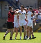 16 July 2017; Colm Cavanagh of Tyrone and Niall McParland of Down scuffle at the Ulster GAA Football Senior Championship Final match between Tyrone and Down at St Tiernach's Park in Clones, Co. Monaghan. Photo by Philip Fitzpatrick/Sportsfile