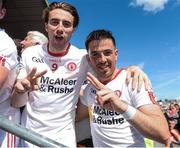 16 July 2017; Conall McCann and Ronan O’Neill of Tyrone celebrate after the Ulster GAA Football Senior Championship Final match between Tyrone and Down at St Tiernach's Park in Clones, Co. Monaghan. Photo by Oliver McVeigh/Sportsfile