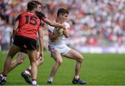 16 July 2017; David Mulgrew of Tyrone in action against Niall McParland of Down during the Ulster GAA Football Senior Championship Final match between Tyrone and Down at St Tiernach's Park in Clones, Co. Monaghan. Photo by Oliver McVeigh/Sportsfile