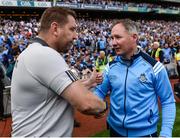 16 July 2017; Managers Cian O’Neill of Kildare, left, and Jim Gavin of Dublin, right, shake hands following the Leinster GAA Football Senior Championship Final match between Dublin and Kildare at Croke Park in Dublin. Photo by Seb Daly/Sportsfile