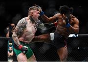 16 July 2017; Charlie Ward, left, in action against Galore Bofando during their welterweight bout at UFC Fight Night Glasgow in the SSE Hydro Arena in Glasgow. Photo by Ramsey Cardy/Sportsfile