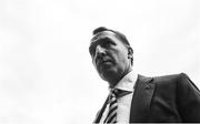 14 July 2017; (EDITORS NOTE: Image has been converted to black & white) Glasgow Celtic manager Brendan Rodgers ahead of the UEFA Champions League Second Qualifying Round First Leg match between Linfield and Glasgow Celtic at the National Football Stadium in Windsor Park, Belfast. Photo by David Fitzgerald/Sportsfile