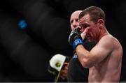 16 July 2017; Neil Seery following his defeat to Alexandre Pantoja in their flyweight bout at UFC Fight Night Glasgow in the SSE Hydro Arena in Glasgow. Photo by Ramsey Cardy/Sportsfile