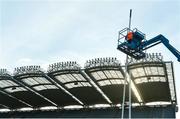 16 July 2017; Croke Park Groundstaff and SportsWorld Netting staff remove the goalposts in front of Hill 16 as they prepare for the upcoming U2 concert after the Leinster GAA Football Senior Championship Final match between Dublin and Kildare at Croke Park in Dublin. Photo by Piaras Ó Mídheach/Sportsfile