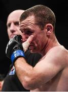 16 July 2017; Neil Seery following his defeat to Alexandre Pantoja in their flyweight bout at UFC Fight Night Glasgow in the SSE Hydro Arena in Glasgow. Photo by Ramsey Cardy/Sportsfile