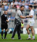 16 July 2017; Kildare manager Cian O’Neill with captain Eoin Doyle as he leaves the field during the Leinster GAA Football Senior Championship Final match between Dublin and Kildare at Croke Park in Dublin. Photo by Piaras Ó Mídheach/Sportsfile