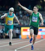 16 July 2017; Jason Smyth of Ireland competing in the Men's 100m T13 during the 2017 Para Athletics World Championships at the Olympic Stadium in London. Photo by Luc Percival/Sportsfile