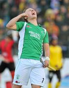 17 March 2012; Michael Watt, Ireland, celebrates at the end of the game. Men’s 2012 Olympic Qualifying Tournament, Ireland v Malaysia, National Hockey Stadium, UCD, Belfield, Dublin. Picture credit: Barry Cregg / SPORTSFILE