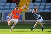 18 March 2012; Gavin McParland, Armagh, in action against Cahir Healy, Laois. Allianz Football League, Division 1, Round 5, Laois v Armagh, O'Moore Park, Portlaoise, Co. Laois. Picture credit: Diarmuid Greene / SPORTSFILE